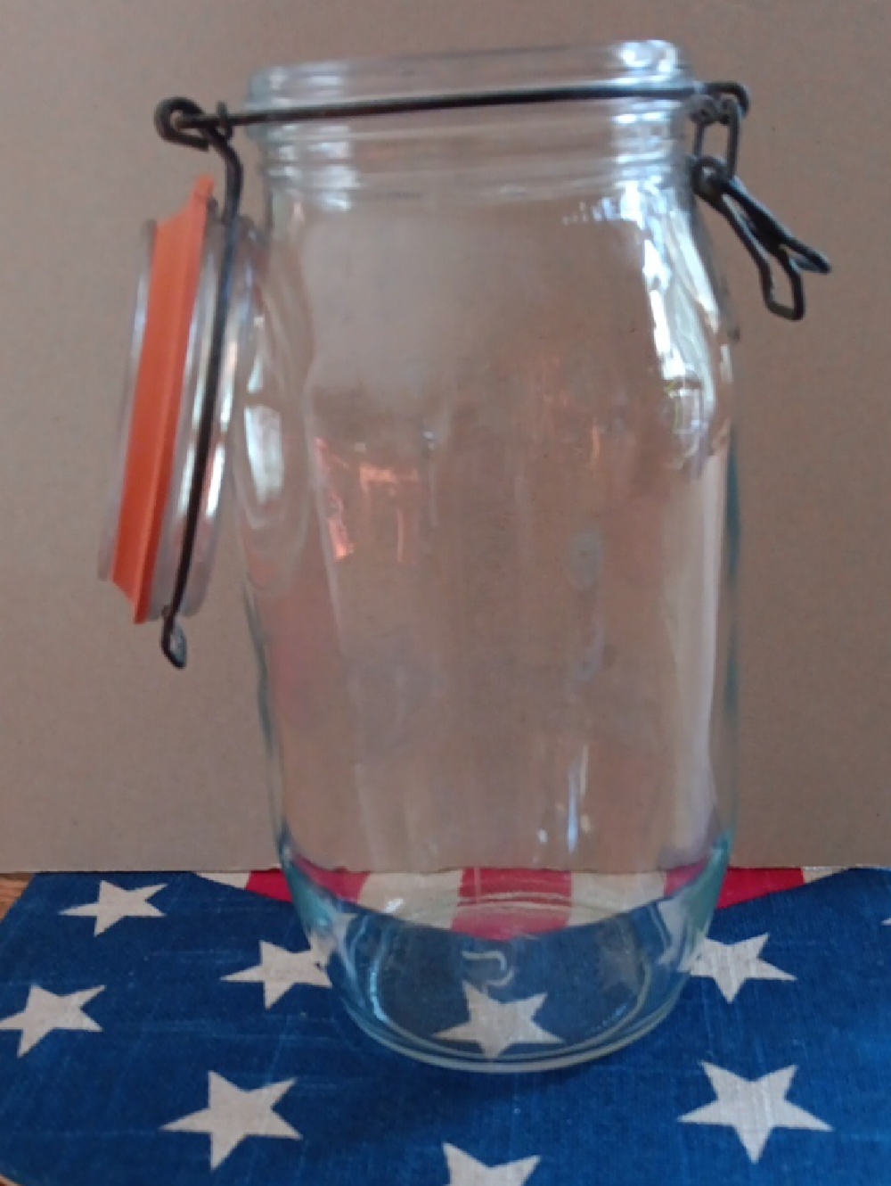 Clear Glass Clip-Top Jar with Orange Seal Canister